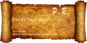 Perényi Rolf névjegykártya